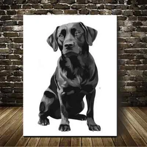 Beautiful Black Labrador Contemporary  Painting Metal Print Ready to Hang - Bild 1 von 6