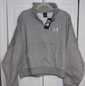 UNDER ARMOUR DAMEN OVERSIZED ICON HEATHER FLEECE HALF ZIP TOP GR. XL Neu mit Etikett - Bild 1 von 2