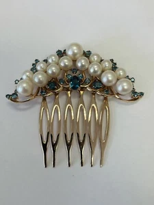 Vintage 14k Solid Rose Gold Pearl Bridal Hair Comb ~ Extremely Rare!  - Picture 1 of 4