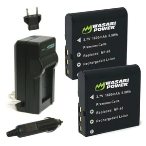 Wasabi Power Battery 2 Pack and Charger for Kodak LB 060 Battery Black - Picture 1 of 8