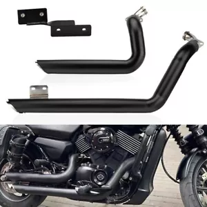 Staggered Exhaust Pipes System Compatible Fits Harley Street XG500 XG750 2015-20 - Picture 1 of 8