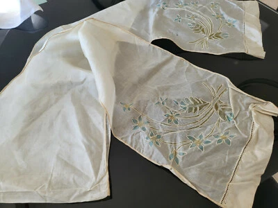 Echarpe ancienne en soie pour récupération des broderies  micro trous fleur B3 - Photo 1/4