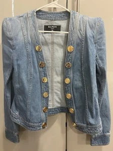 Balmain Button Embellished Denim Jacket Size 38 - Picture 1 of 2