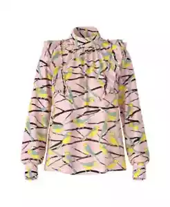 MARC CAIN Collections Rüschenbluse rosa Vogelmotiv Gr. N6 44 neu NP 249 € - Bild 1 von 12