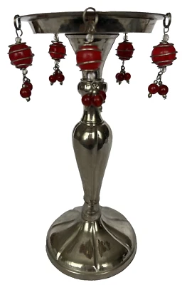 Candelabro Plateado 9" Pedestal para Vela de 3.5" de Ancho Hecho en India Foto 1 de 4