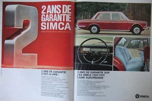 PUBLICITÉ DE PRESSE 1967 SIMCA 1301/1501 LIGNE EUROPÉENNE PUISSANTE ET RACÉE - Bild 1 von 1