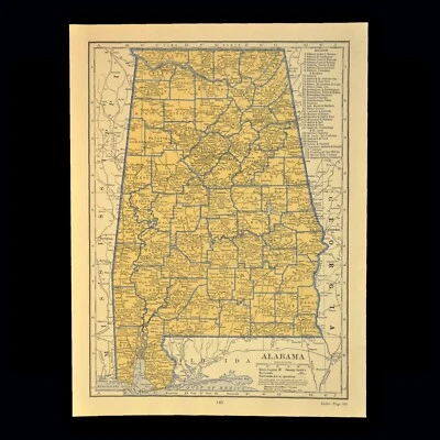 Vintage ALABAMA Railroad Map Depot Towns Southern Railway Historic ca 1939 - Image 1 of 4