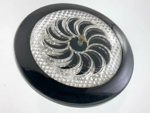 Black Bakelite With Lucite Garment Button 1.5in Pinwheel Pattern 247B - Picture 1 of 6