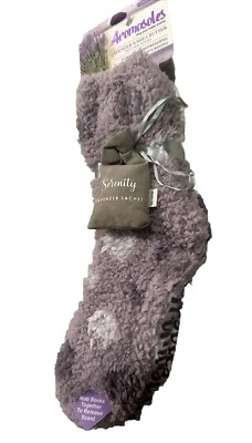 Aromasoles 2/Pairs Women’s Lavender Infused Wellness Slipper Socks OSFM - Image 1 of 4