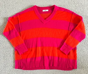 Natural Life Sweater Sz Small Wool Blend Slouchy V-Neck Pink Stripe Oversized - Picture 1 of 17