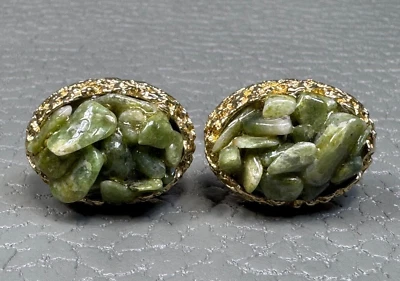 Gemelos enchapados en oro amarillo pepita de jade Foto 1 de 3