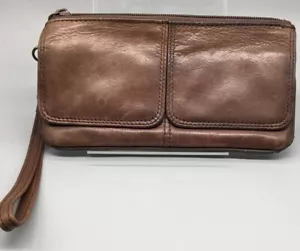Portafoglio in vera pelle porta carte di credito/cambio marrone - Foto 1 di 12