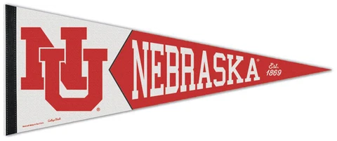 NEBRASKA CORNHUSKERS Retro-1950s-60s-Style NCAA Premium Felt Collectors PENNANT Cover
