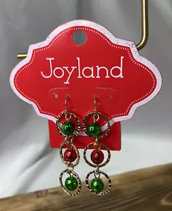 Kim Rogers Joyland Gold Hoop and Christmas Disco Ball Dangle Drop Earrings 2.25” - Picture 1 of 6