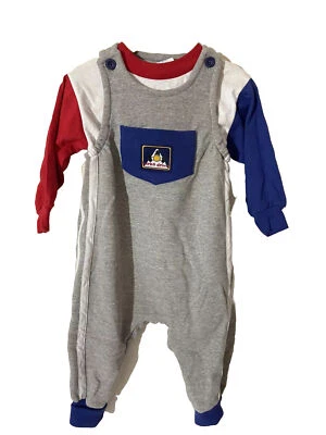 OshKosh Vintage Vestbak Cotton Overalls Race Car Shirt USA Size 12 Months NWT - Image 1 of 4
