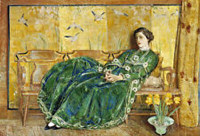 Childe Hassam April - (The Green Gown) Giclee Canvas Print