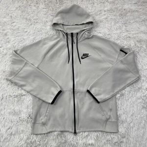 Nike Sweatshirt Mens Medium Ivory Tech Fleece Windrunner Full Zip Hoodie Pockets - Picture 1 of 11
