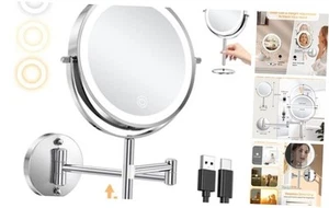 Specchio Vanità Trucco Illuminato da Parete con Ingrandimento 10X/1X, - Foto 1 di 7