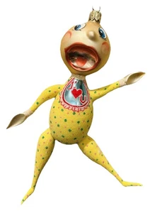 Vintage slawisches Polen "Happy Baby" 7" mundgeblasenes Glas Weihnachtsschmuck - Bild 1 von 10