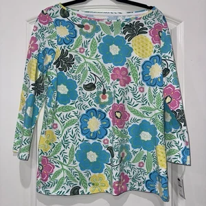 TALBOT BATEAU NECK TEE - PARADISO FLOREALE donna taglia media nuova - Foto 1 di 6