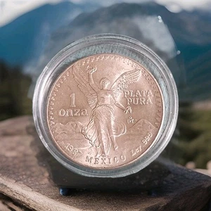 Mexico Liberty 1987, 1 Oz .999 Fine Silver Coin, Libertad Gordita Plata KEY-DATE - Picture 1 of 2