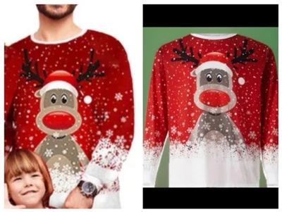 Pijama de Navidad Camisa Roja Manga Larga Camiseta Navidad PJS Prendas para dormir Hombres Papá GRANDE Foto 1 de 4