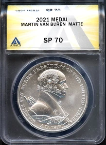 2021 1 oz Silbermedaille Martin Van Buren Matte Finish ANACS # 7953508 + Bonus - Bild 1 von 2