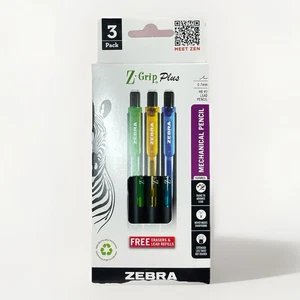 Zebra Z Grip Plus Mechanical Pencil 0.7mm 3 Pack Extra Erasers & Led - Picture 1 of 7