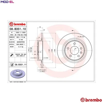 2x BRAKE DISC 08.B351.11 FOR CHEVROLET VAUXHALL ZAFIRA/Mk/III ASTRA/VI  BUICK - Image 1 of 4