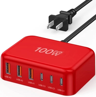 USB C Fast Charger 100W GaN 6 Port Type USB C Charging Station Hub Block Wall... - Image 1 of 4