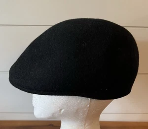 Vtg Huckel Bora Super Black Wool Driving Cap Hat Golf Newsboy Czech Republic XL - Picture 1 of 11