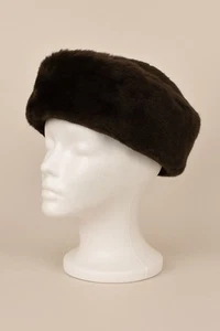 Faux Fur Pilotka Hat Inspired by Jacqueline Kennedy 1960s Unisex Winter Cap - Picture 1 of 14
