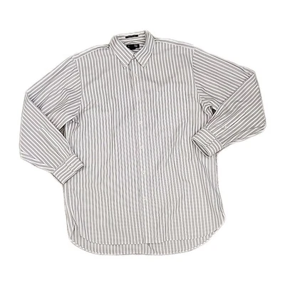 Lands' End No Iron Button Up Oxford Shirt Supima Men's Size 16.5 34 Striped - Image 1 of 4
