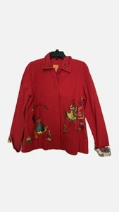 Ruby Rd Women’s Red Cha Cha Embroidered Jacket Colorful Size 14 - Picture 1 of 10