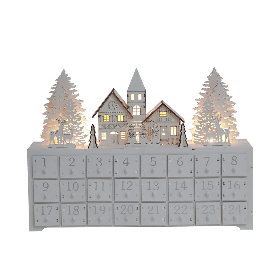 Christmas Wooden Advent Calendar House - 24 Drawers, Countdown to Christmas, ... Foto 1 de 4