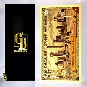 1 DALLAS FORT WORTH TEXAS GOLDBACK NOTE BU 1/1000 OZ + GOLDBACK SLEEVE - Bild 1 von 10