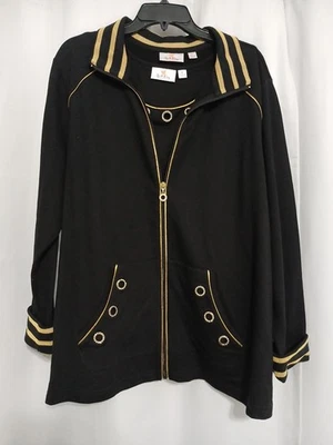 Quacker Factory Women's XL Sleeveless Top w/Coordinating Gold Trim Jacket EUC - Image 1 of 4