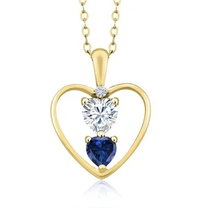18K Yellow Gold Plated Silver White Moissanite Pendant Necklace For Women (0.93 - Picture 1 of 4