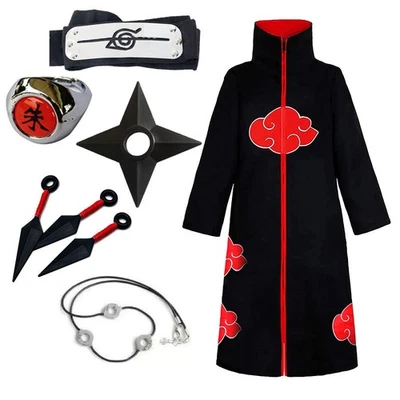 Akatsuki Uchiha Itachi Anime Cosplay Unisex Costume Ninja Naruto Cloak Cosplay - Image 1 of 4