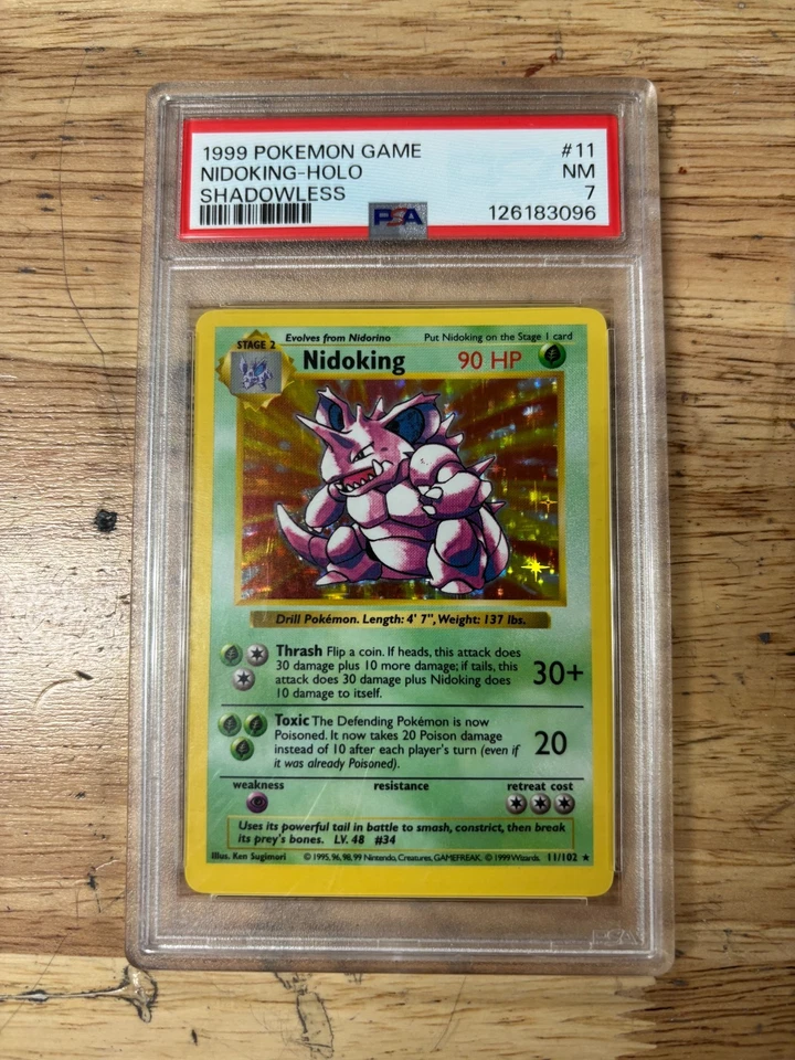 Nidoking - 11/102 1st Edition PSA 7 Base Set Shadowless Holo Rare Pokemon - NM - Image 1 of 2