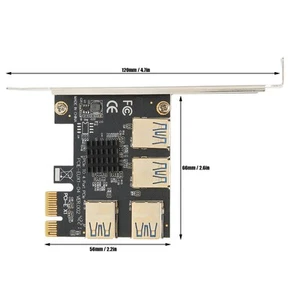 PCIE 1 To 4 Riser Card 4 USB 3.0 Ports Plug In Design X4 X8 X16 Graphics Inte FY - Afbeelding 1 van 23