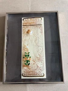 Vintage Lucid Lines Alphonse Mucha Art Nouveau Print On Glass Sarah Bernhardt - Picture 1 of 7