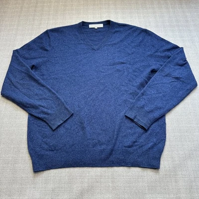 Neiman Marcus Cashmere Sweater Mens XL Blue Long Sleeve V Neck Pullover - Image 1 of 4