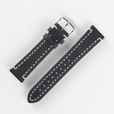 Hirsch LIBERTY Thick Handmade Saddle Leather Watch Strap in BLACK
