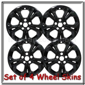 Black Honda Accord Wheel Skins Black 17" Hubcaps Chrome Wheel Covers 2023-2024 - Picture 1 of 3