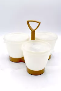 Vintage Tupperware Gewürzbehälter Goldboden Schüsseln Deckel transparent Sauce Salsa - Bild 1 von 1