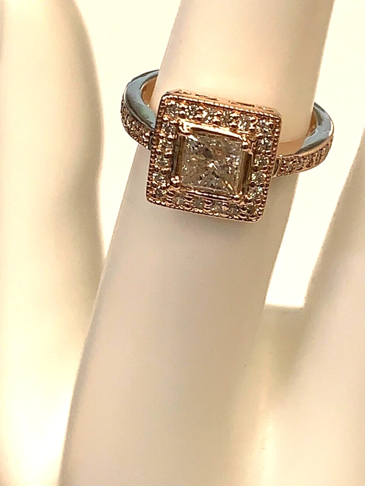14K ROSE GOLD  PRINCESS CUT  DIAMOND ENGAGEMENT RING - Image 1 of 4