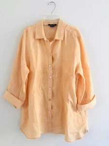 Camisa Paperwhite Mujer Talla 16 Naranja Lino Botón Cuello Frontal - Imagen 1 de 10