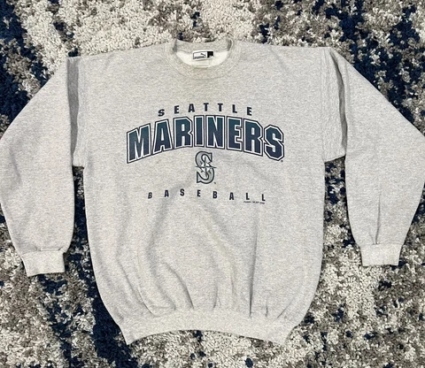 Vintage Puma Seattle Mariners Crew Neck Sweater MLB Size M Pullover Cover