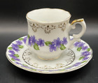 Vintage Inarco Teacup And Saucer Gold Purple Floral Espresso Cup E2660 Japan
